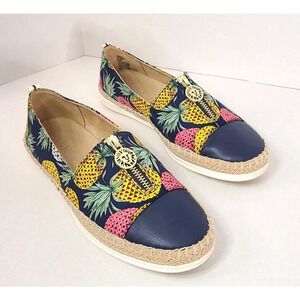 Anne Klein Zetta Flats 6.5 Espadrille Pineapple Vacation Summer Exposed Zipper